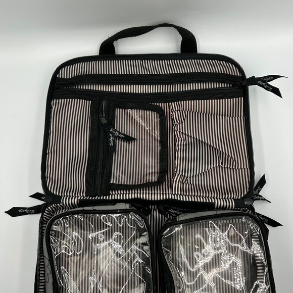 Thirty-One Quilted Floral Print Train Case Cosmetic Makeup Bag Gray, Detachables - Picture 6 of 16